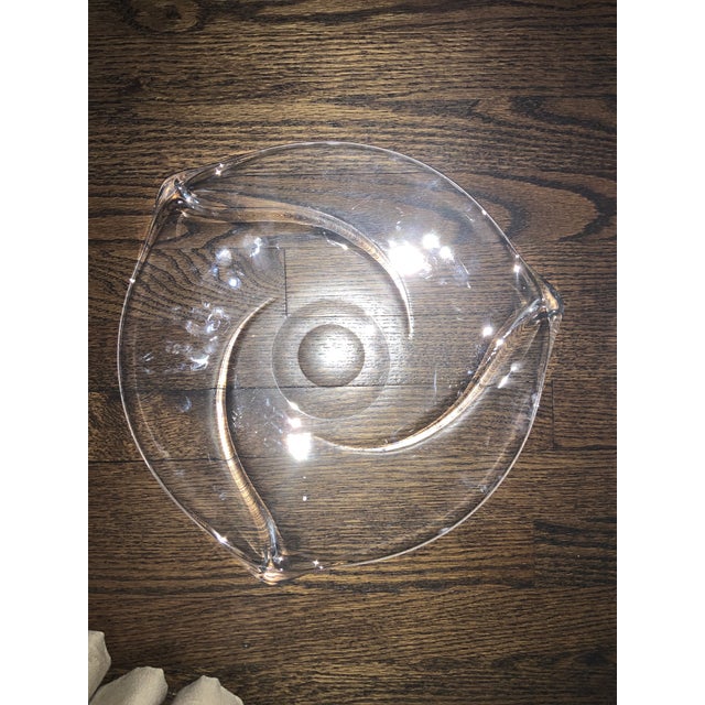 Glass Val Saint Lambert Crystal Serving Piece, Signed For Sale - Image 7 of 11