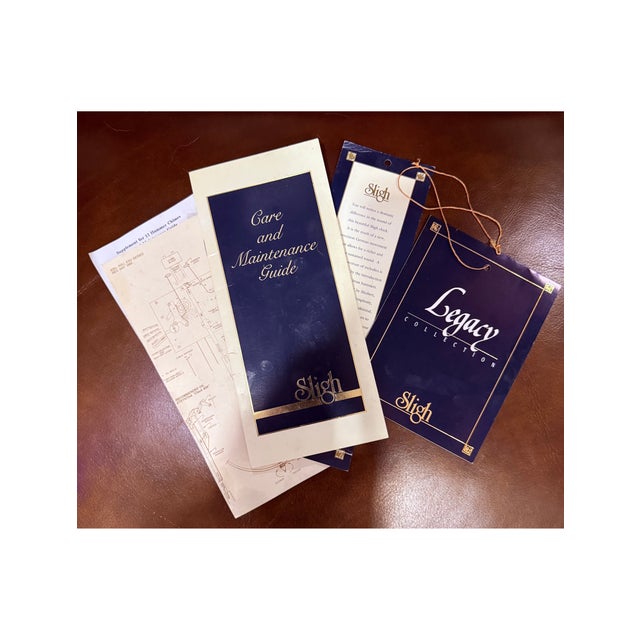 **Sligh “Wilton” Grandfather Clock**Skeleton Dial, Triple Chime, Flame Mahogany**OBO** For Sale - Image 10 of 10