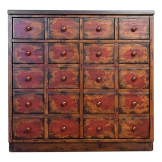 Early 20th Century Apothecary-Style Cabinet With Faux Drawer Fronts & Interior Shelving For Sale