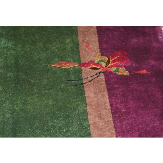Textile Antique Chinese Art Deco Hand Knotted Wool Rug, 8'711'4 For Sale - Image 7 of 9