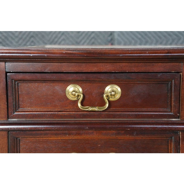 Vintage Hekman Mahogany Tooled Leather Top Executive Kneehole Office Desk 60" For Sale - Image 12 of 18