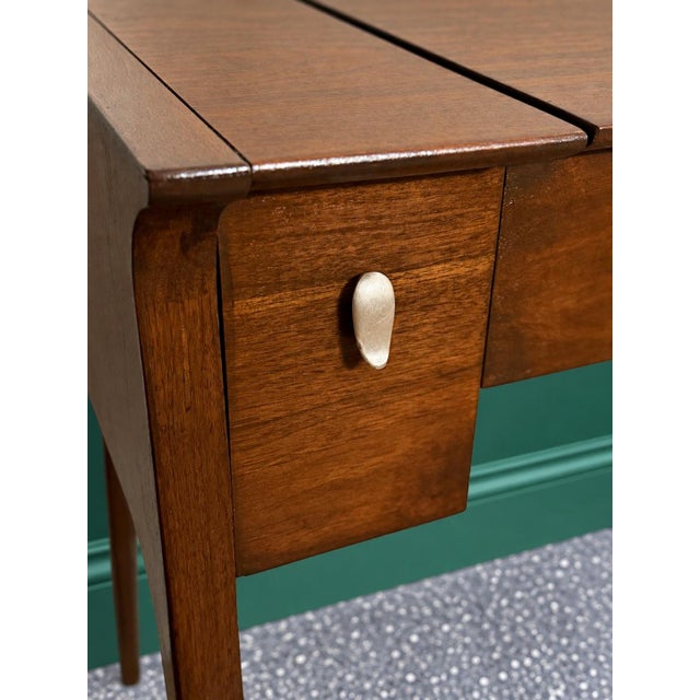 Brown Mid-Century Drexel Profile Walnut Vanity and Matching Stool by John Van Koert Cir. 1960 For Sale - Image 8 of 12