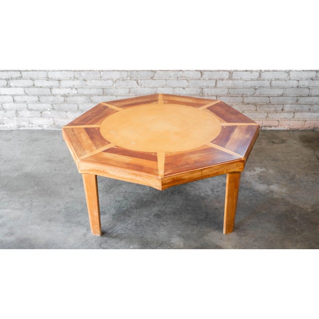 Mid 20th Century Vintage Sculptural Wooden Octagon Coffee Table For Sale In Boston - Image 6 of 18