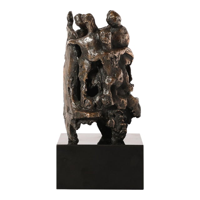 Mid-Century Original Bronze Sculpture, Figures in Hora Dance Signed Chaim Gross For Sale