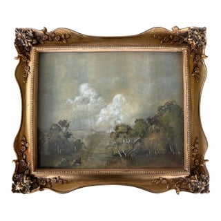 2025 Landscape Fine Art Print of the Woods in Vintage Gold Frame For Sale