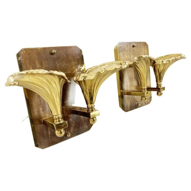 Bronze Flower Wall Lamps, 1970s, Set of 2 For Sale - Image 9 of 9