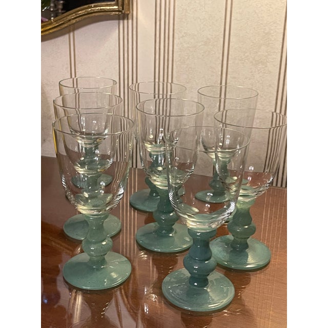 Glass Villeroy & Boch Isabelle Green Wine Glasses- Set of 8 For Sale - Image 7 of 11
