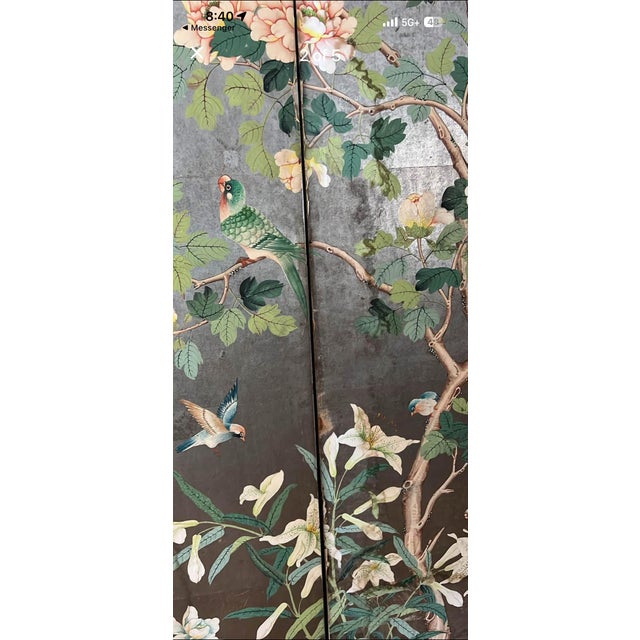 Gracie Early 20th Century Six Panel Hand Painted Gracie Chinoiserie Screen For Sale - Image 4 of 12