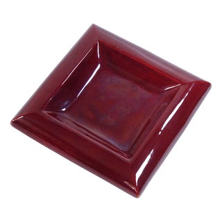 Italian Burgundy Glazed Ceramic Dish from Italica Ars, 1970s For Sale