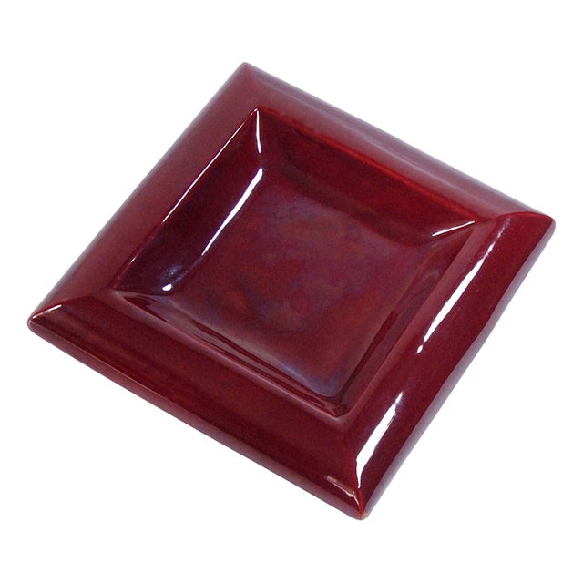 Italian Burgundy Glazed Ceramic Dish from Italica Ars, 1970s For Sale