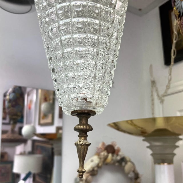 1970s Cut Glass and Brass Hanging Pendants - a Pair For Sale - Image 9 of 9