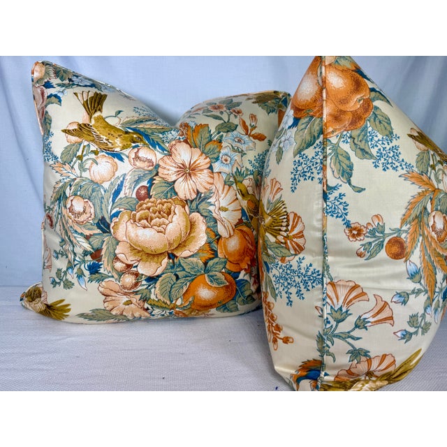Transitional "Pennsbury Manor" Chintz 22" Pillows-a Pair For Sale - Image 3 of 3