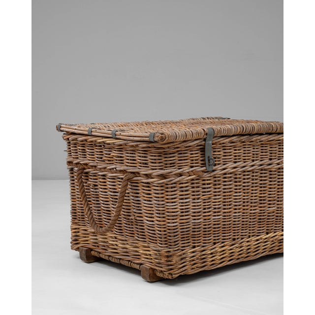 Mid 20th Century French Wicker Trunk For Sale In Greensboro - Image 6 of 18