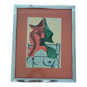 Pablo Picasso Drawing Limited Edition Lithograph 1962 This 1962 Vintage Offset Lithograph Created After the Original 1961 Drawing.