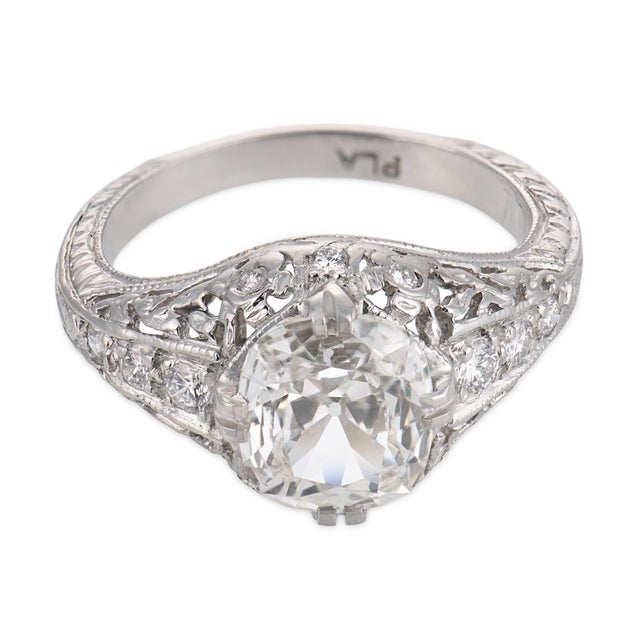 Art Deco 1920s Art Deco Gia 1.21 Carat Diamond Platinum Engagement Ring, Size 4.75 For Sale - Image 3 of 6