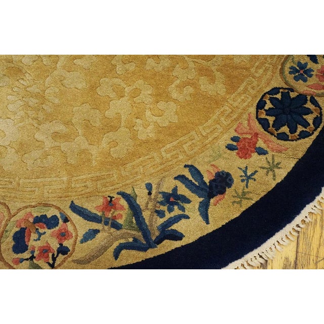 1920s Beige Oval Koi Fish and Bat Chinese Peking Carpet 5 2" X 7'10" Knotted Wool Rug For Sale - Image 11 of 11