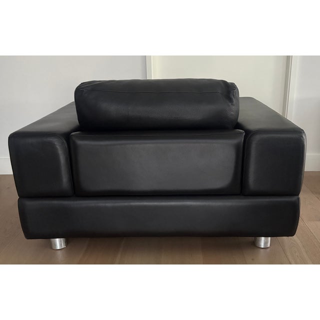 2010s American Leather Contemporary Black Leather Armchair For Sale - Image 5 of 7
