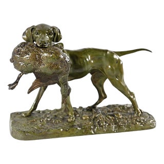P.J Mêne, Braque au Canard, Mid-19th Century, Bronze For Sale