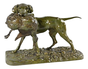 P.J Mêne, Braque au Canard, Mid-19th Century, Bronze