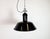 - vintage industrial factory lamp from the 1930s - made by aeg in germany - black enamel shade with white enamel interior...