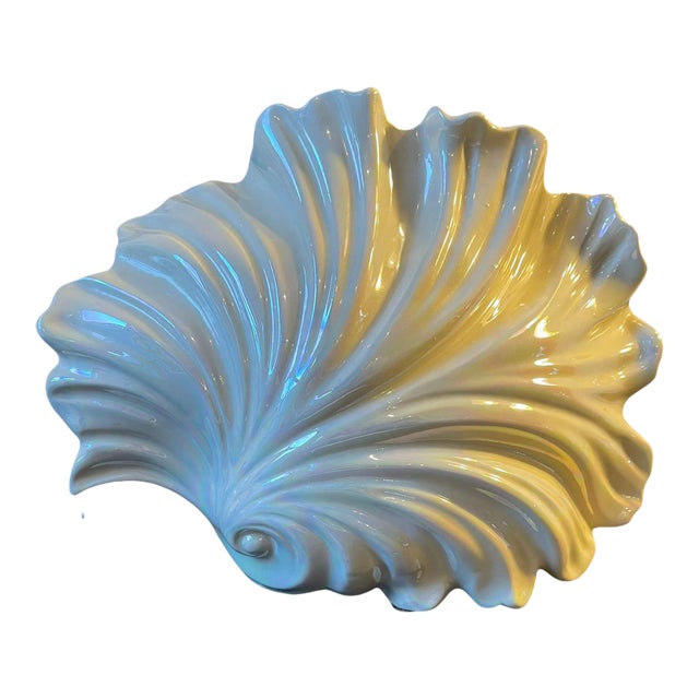 Vintage Art Deco Ceramic Shell Lamp For Sale