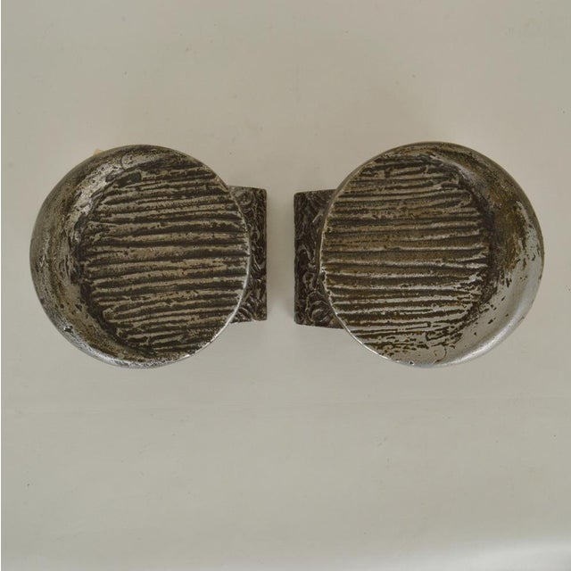 Brutalist Push and Pull Round Door Handles in Aluminum and Bronze 1970s, Set of 2 For Sale - Image 4 of 8