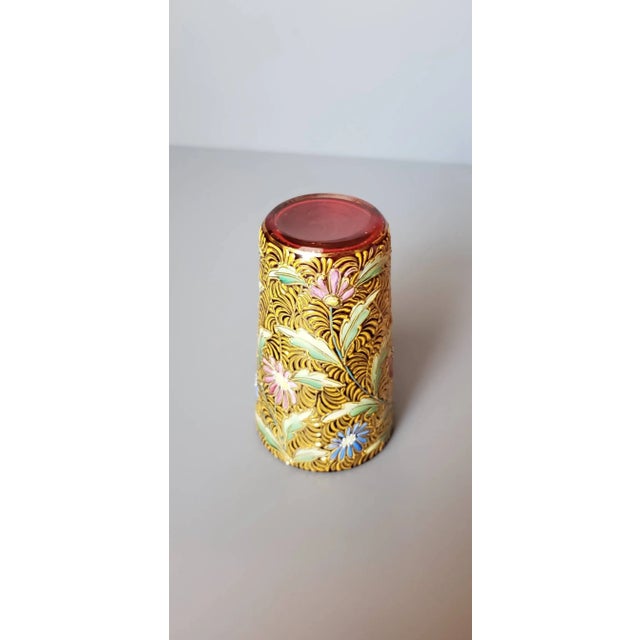 Fine Antique Bohemian Gilt Enameled Art Glass, Moser Attributed For Sale - Image 9 of 11