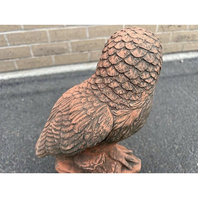Brown English Owl Garden Ornament in Aged Terracotta For Sale - Image 8 of 18