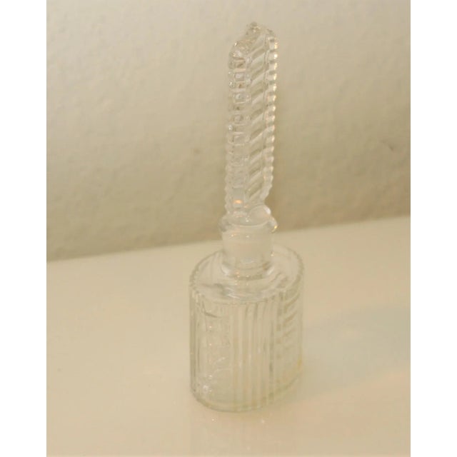 1930s 1930s Art Deco Czech Clear Cut Glass Round Perfume Bottle For Sale - Image 5 of 13