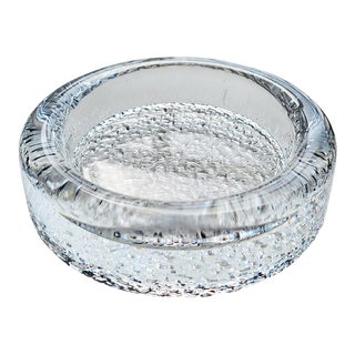 1960s Vintage Iittala Riite Ice Glass Bowl Designed by Timo Sarpaneva For Sale
