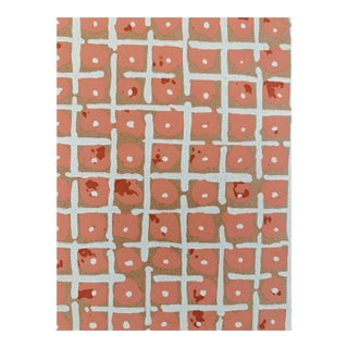 Vintage 1980’s Charles Barone ‘Squares & Circles’ Wallpaper in Pink, White, & Taupe, Pattern H423 4v R-2 For Sale