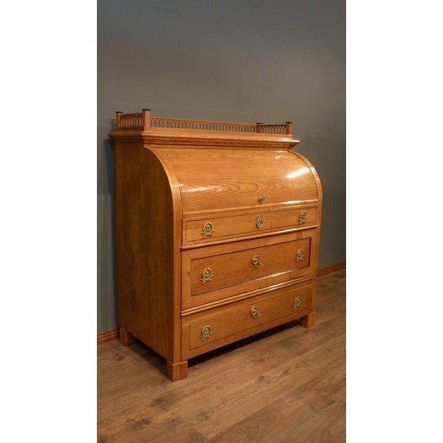 Biedermeier Roller Flap Secretary in Ash, 1840s For Sale - Image 3 of 14