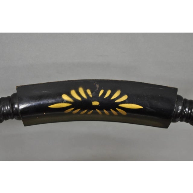 Wood Vintage Nichols & Stone Hitchcock Harvest Stencil Painted Black Side Chair For Sale - Image 7 of 13