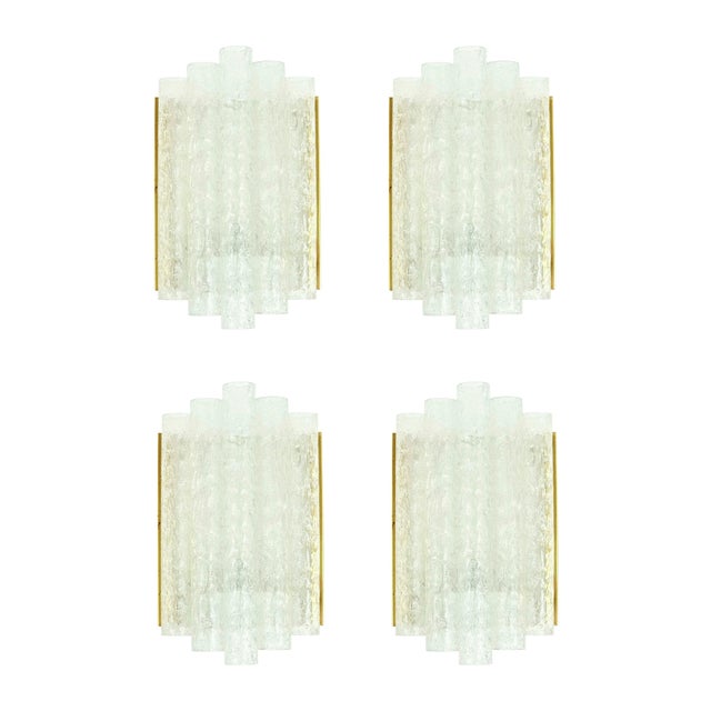 1 of 4 stunning glass wall lights from Doria Leuchten (Germany, 1960s). High-end mid century modern lighting. Transparent...