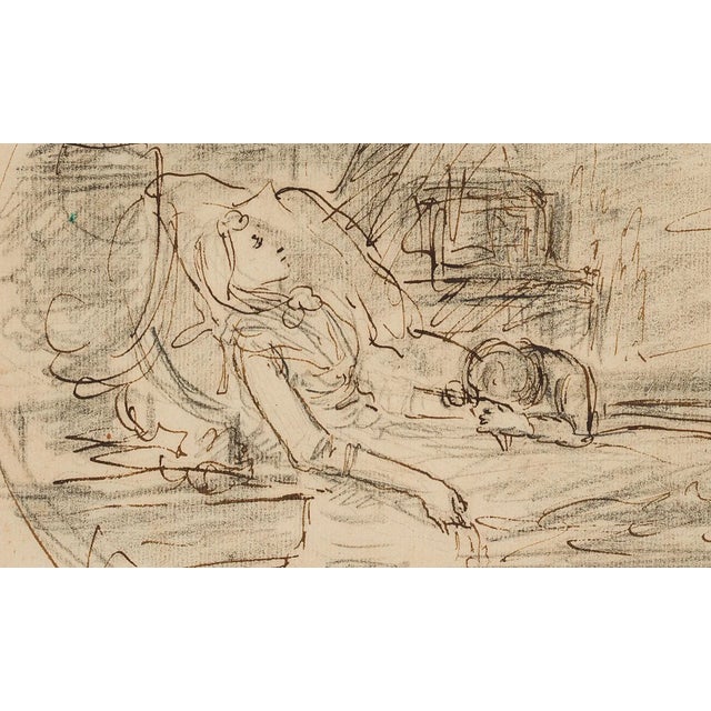 J. Goez, Dead Mother with Grieving Child, 1790, Charcoal on Paper For Sale - Image 3 of 4