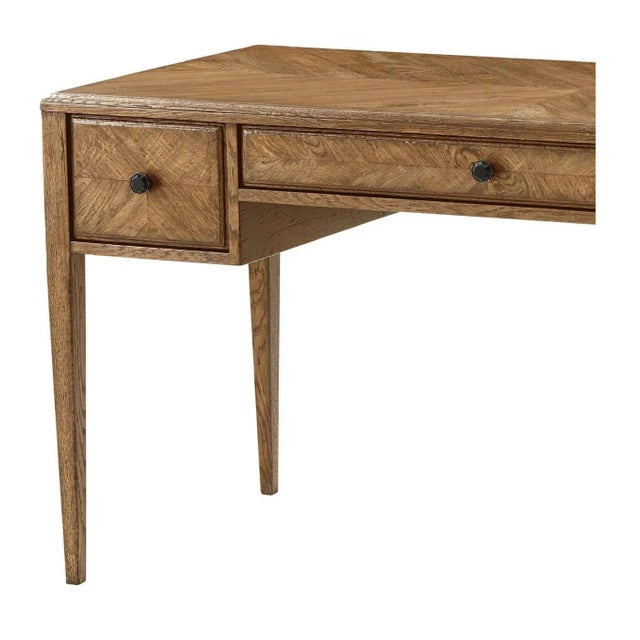 Neoclassical Italian NeoClassic Oak Parquetry Desk - Natural For Sale - Image 3 of 6