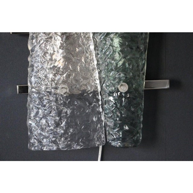 Emerald Green Murano Glass and Crystal Sconces on Silver Frame, 1980s, Set of 2 For Sale - Image 4 of 17