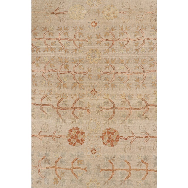 Rug & Kilim’s Modern Block Print Rug in Beige with Geometric-Floral Patterns - 12x15 For Sale In New York - Image 6 of 8