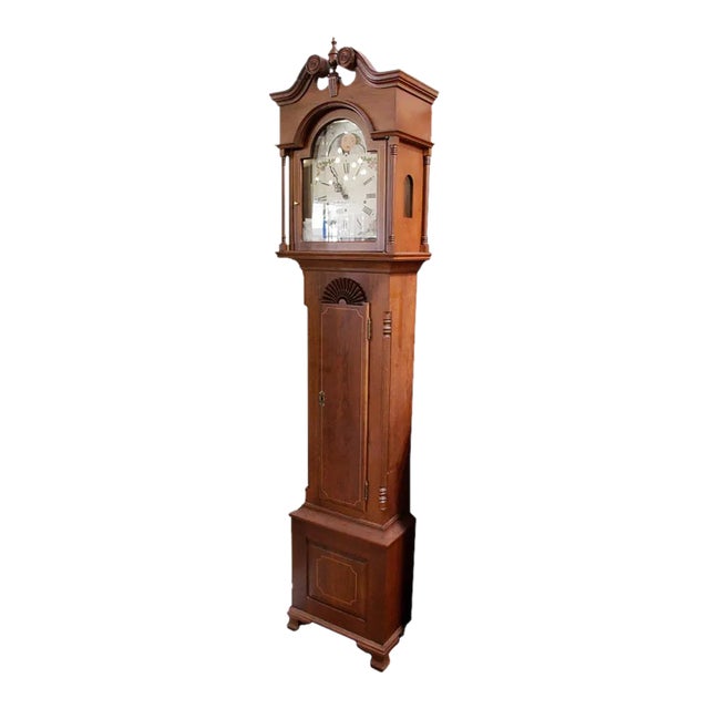 Antique Style Mahogany Grandfather Clock Pennsylvania , Ira Lescher & Son For Sale