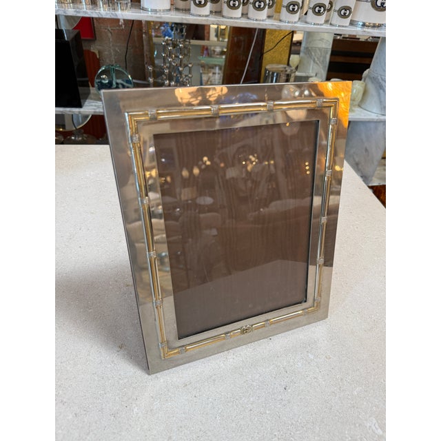 Silver Vintage Gucci Silver & Gold Tone Picture Frame 7 X 9 For Sale - Image 8 of 8
