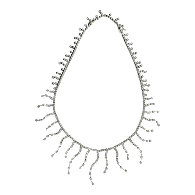 18k (750) White Gold - 12.60 Ct Natural Diamond -Vvs: Necklace For Sale