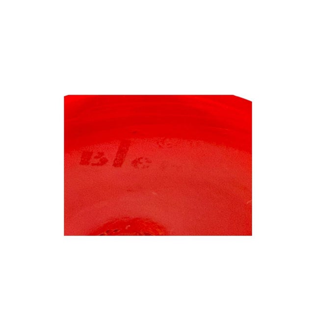 Vintage Blenko Orange Red Tall Triangle Top Pitcher Vase Handblown Art Glass For Sale - Image 9 of 10