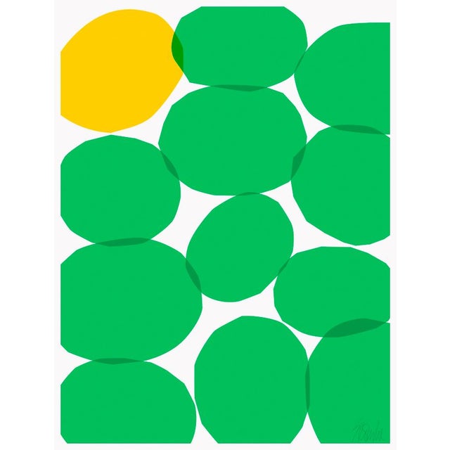 11 Green Ovals, One Yellow Fine Art Print 25 1/2" X 33 1/2" by Liz Roache For Sale In Boston - Image 6 of 6