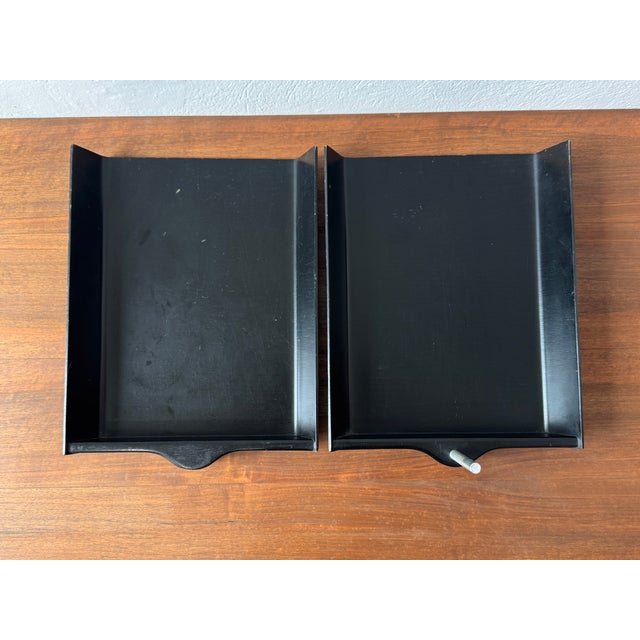 1960s Florence Knoll Two-Tier Ebonized Walnut Paper Tray For Sale - Image 5 of 7