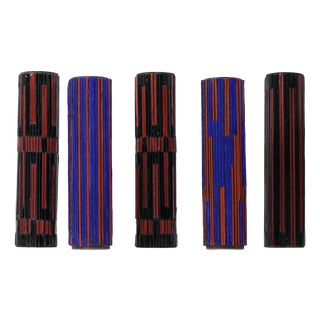 Mid-Century Modern Red Mosaic Pottery Vase from Ritter, 1960s, Set of 5 For Sale