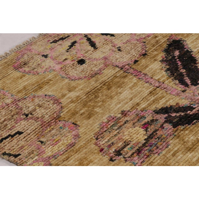Contemporary Rug & Kilim's Modern Rug in Beige, Gold, and Pink Floral Pattern For Sale - Image 3 of 8