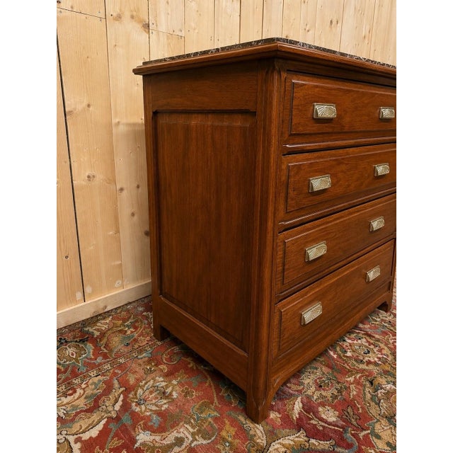 Art Nouveau Chest of Drawers in Mahogany with Marble, 1890s For Sale - Image 5 of 6