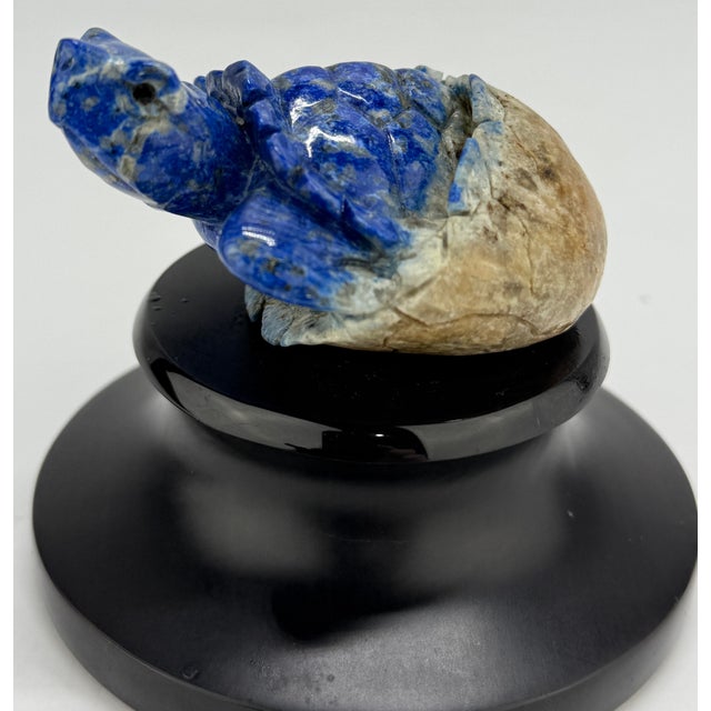Hand Carved Lapis Lazuli "Hatching Turtle" Gemstone Sculpture For Sale In Providence - Image 6 of 8