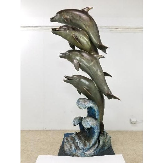 Large Monumental Bronze Dolphin Water Fountain Statue Chairish