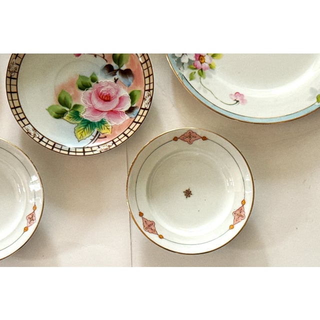 Vintage Floral Hand‑Painted Wall Plate Collection / Grouping - Set of 7 For Sale - Image 4 of 12